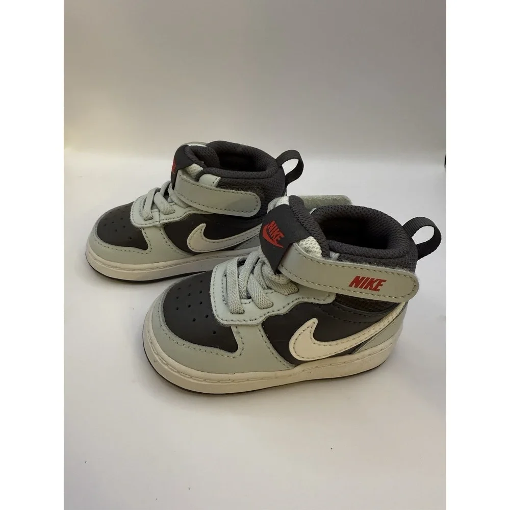 Nike Court Borough Mid 2 TDV Toddler Shoes 4C Medium Ash/White-Light Silver